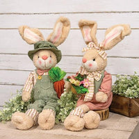 Thumbnail for Stuffed Garden Gathering Boy or Girl Bunny Sitter 2 Asstd - The Fox Decor