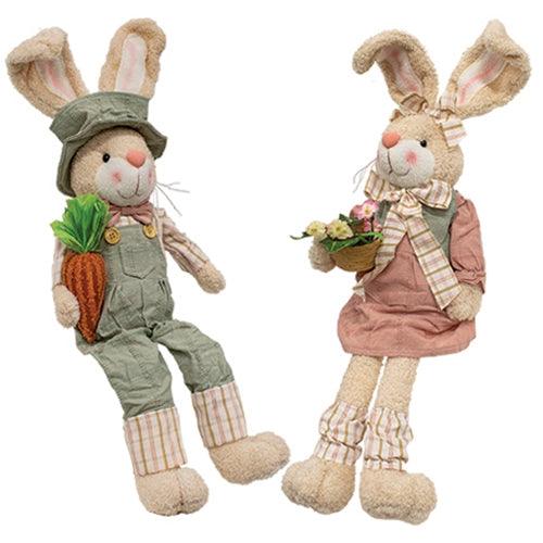 Stuffed Garden Gathering Boy or Girl Bunny Sitter 2 Asstd - The Fox Decor