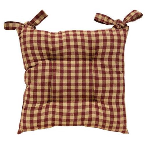 Burgundy Check Chair Pad - The Fox Decor