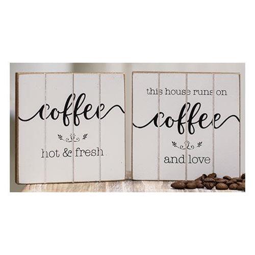 Coffee and Love Wood Block 2 asstd - The Fox Decor