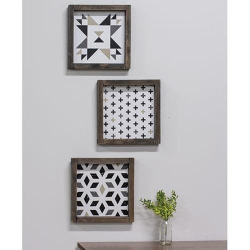 Black and White Geometric Box Sign 3 asstd - The Fox Decor