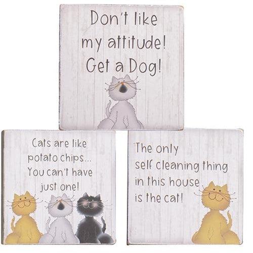 Cat Attitude Block 3 asstd - The Fox Decor
