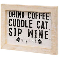 Coffee Cat and Wine Framed Sign - The Fox Decor