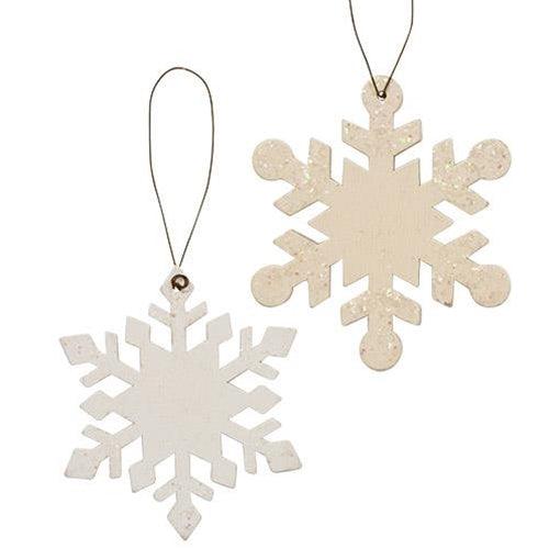 Wood Snowflake Ornament 2 Asstd - The Fox Decor