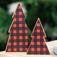 2 Set Red Buffalo Check Trees - The Fox Decor