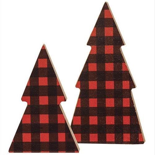 2 Set Red Buffalo Check Trees