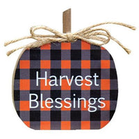 Orange Buffalo Check Pumpkin Block 2 Asstd - The Fox Decor