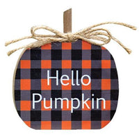 Orange Buffalo Check Pumpkin Block 2 Asstd - The Fox Decor