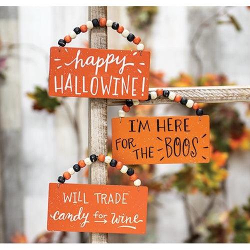 Happy Hallowine Ornament 3 Asstd - The Fox Decor