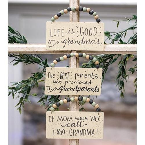 Life is Good at Grandma's Beaded Ornament 3 Asstd - The Fox Decor