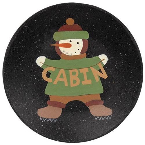 Lodge and Cabin Snowman Plate 2 Asstd