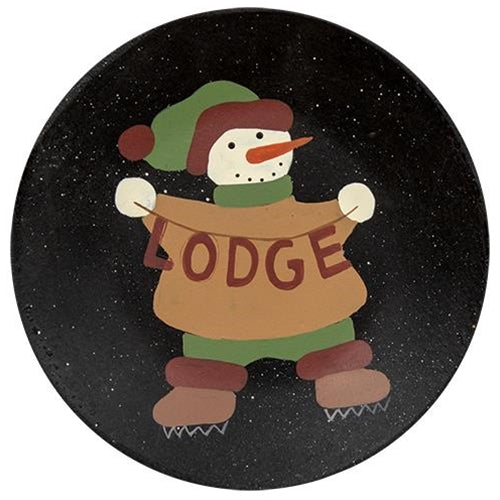 Lodge and Cabin Snowman Plate 2 Asstd