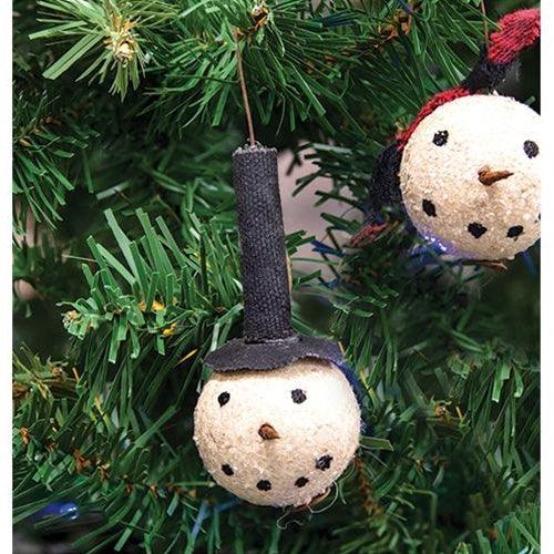 Primitive Top Hat Snowman Head Ornament - The Fox Decor