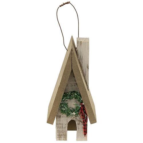 Primitive Town House w Wreath Ornament - The Fox Decor