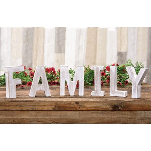 6 Set FAMILY Rustic White Letters