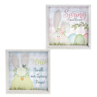 Hello Spring Box Sign 2 Asstd - The Fox Decor