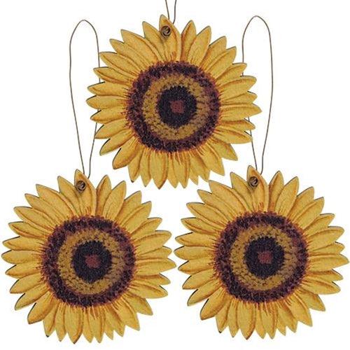 3 Set Wooden Sunflower Ornaments - The Fox Decor