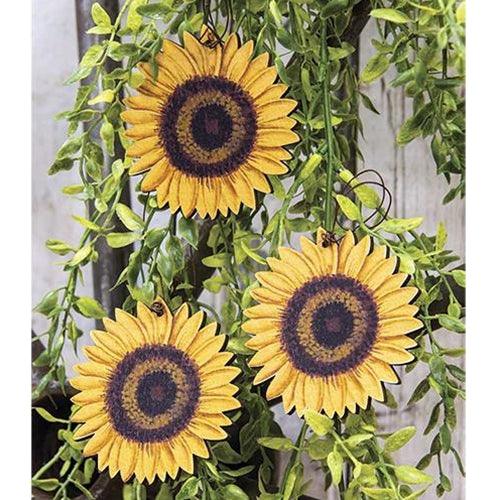 3 Set Wooden Sunflower Ornaments - The Fox Decor