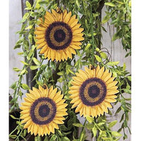 3 Set Wooden Sunflower Ornaments - The Fox Decor
