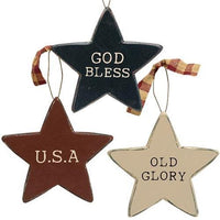 Patriotic Words Star Ornament 3 Asstd - The Fox Decor