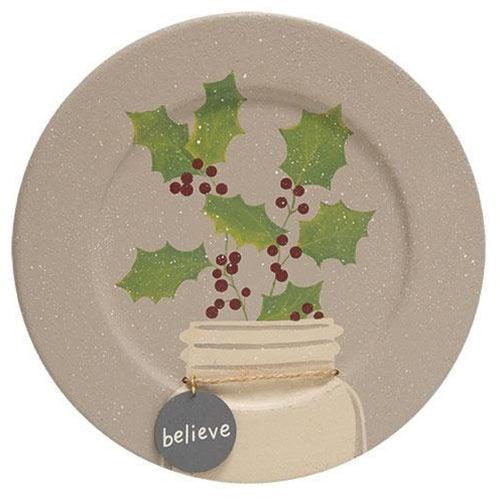 Winter Mason Jar Tag Plate 3 Asstd - The Fox Decor