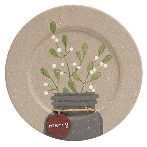 Winter Mason Jar Tag Plate 3 Asstd - The Fox Decor