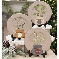 Winter Mason Jar Tag Plate 3 Asstd - The Fox Decor