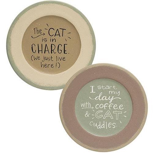 The Cat is In Charge Plate 2 Asstd - The Fox Decor