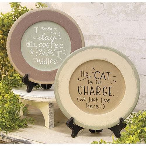 The Cat is In Charge Plate 2 Asstd - The Fox Decor