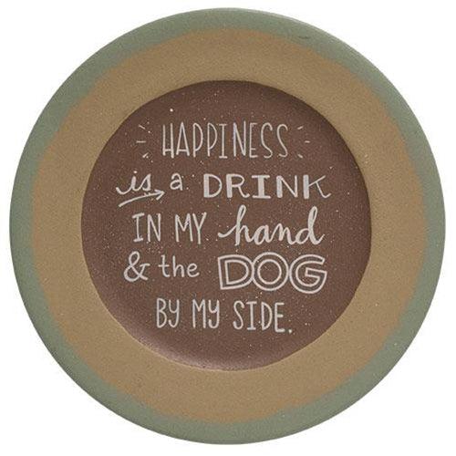 Happiness is a Dog and a Drink Plate 2 Asstd - The Fox Decor