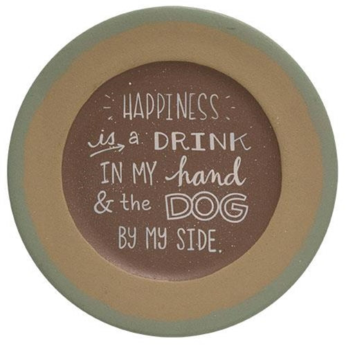 Happiness is a Dog and a Drink Plate 2 Asstd