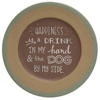 Happiness is a Dog and a Drink Plate 2 Asstd - The Fox Decor