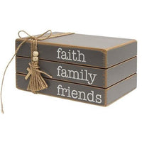 Faith Family Friends Wooden Book Stack - The Fox Decor