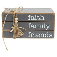 Faith Family Friends Wooden Book Stack - The Fox Decor