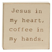 Coffee & Jesus Engraved Block 2 Asstd - The Fox Decor