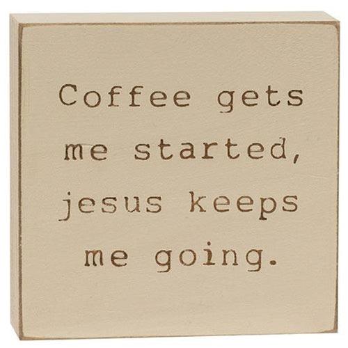 Coffee & Jesus Engraved Block 2 Asstd - The Fox Decor
