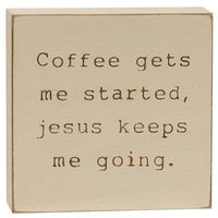 Coffee & Jesus Engraved Block 2 Asstd - The Fox Decor