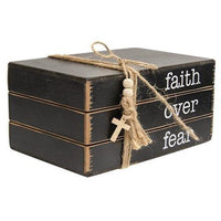 Faith Over Fear Wooden Book Stack - The Fox Decor
