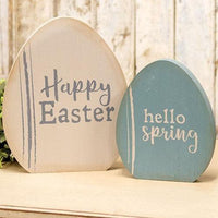 2 Set Happy Easter Wooden Egg Sitters - The Fox Decor