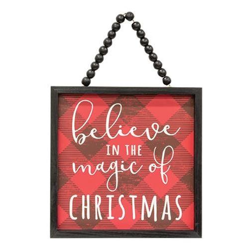 Buffalo Check Believe in the Magic Beaded Sign 3 Asstd - The Fox Decor