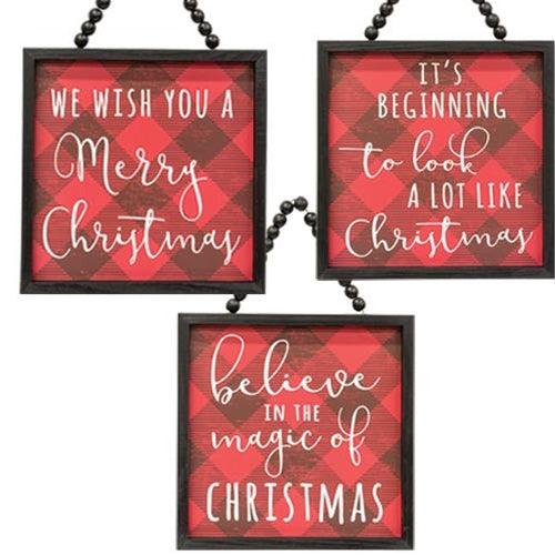 Buffalo Check Believe in the Magic Beaded Sign 3 Asstd - The Fox Decor