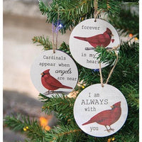 Cardinal Sentiment Round Ornament 3 Asstd - The Fox Decor