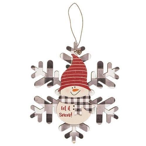 Buffalo Check Snowman Snowflake Sayings Ornament 3 Asstd - The Fox Decor