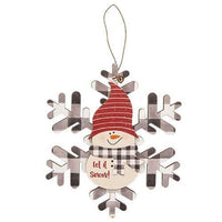 Buffalo Check Snowman Snowflake Sayings Ornament 3 Asstd - The Fox Decor