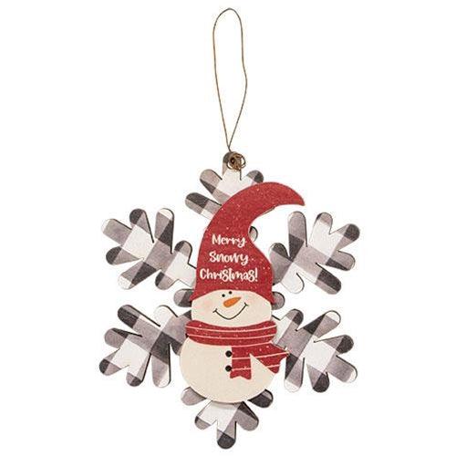 Buffalo Check Snowman Snowflake Sayings Ornament 3 Asstd - The Fox Decor