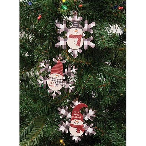 Buffalo Check Snowman Snowflake Sayings Ornament 3 Asstd - The Fox Decor