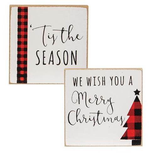 Tis the Season Buffalo Check Block 2 Asstd - The Fox Decor
