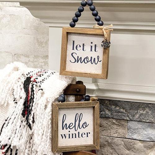 Winter Sayings Snowflake Beaded Sign 2 Asstd - The Fox Decor