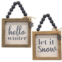 Winter Sayings Snowflake Beaded Sign 2 Asstd - The Fox Decor