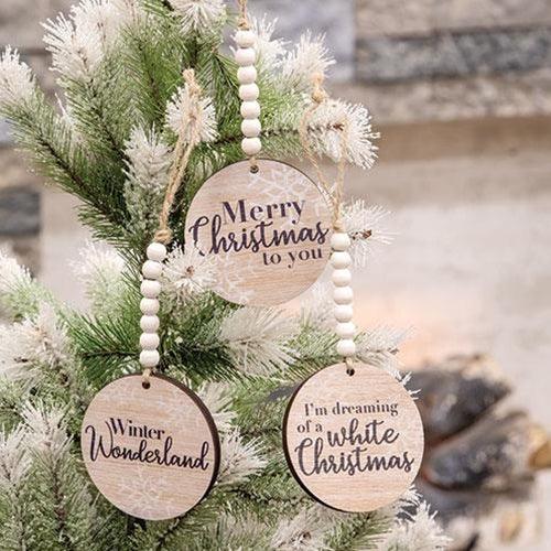 Beaded Snowflake Sayings Ornament 3 Asstd - The Fox Decor